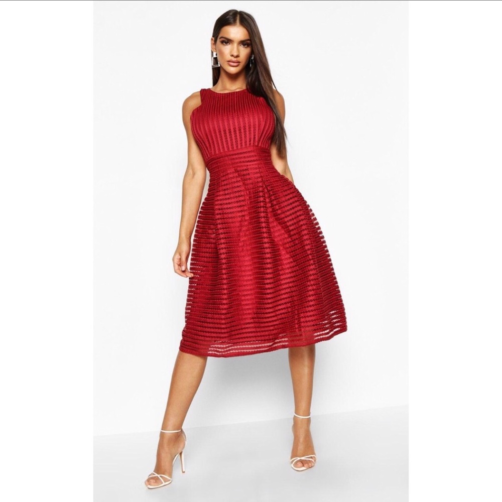 Boohoo boutique panelled full skirt skater dress